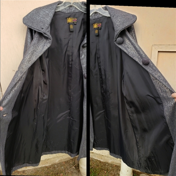 P 0/2 TRACY REESE silver black metallic long coat - Picture 7 of 9